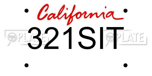 321SIT California License Plate