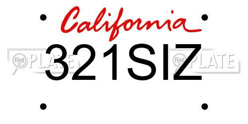 321SIZ California License Plate