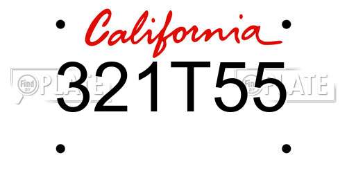 321T55 California License Plate