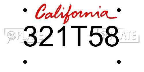321T58 California License Plate