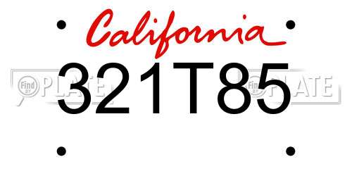 321T85 California License Plate