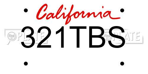 321TBS California License Plate