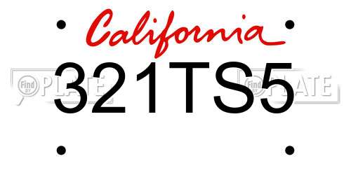 321TS5 California License Plate