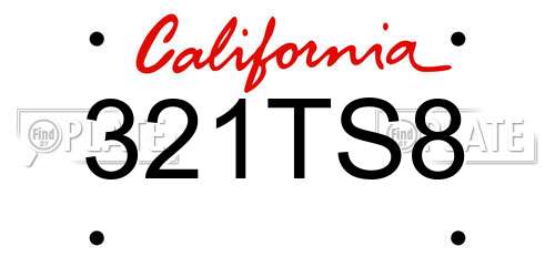 321TS8 California License Plate
