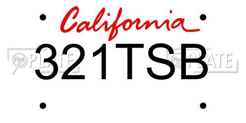 321TSB California License Plate