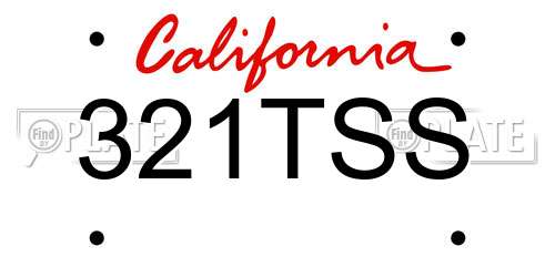 321TSS California License Plate