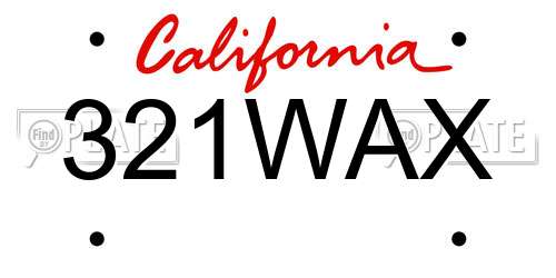 321WAX California License Plate