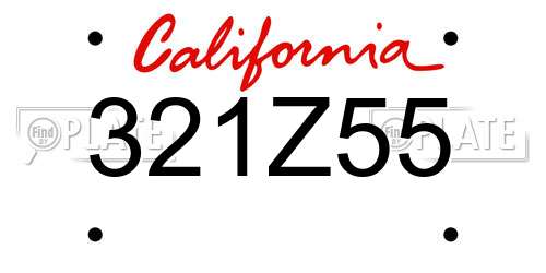 321Z55 California License Plate