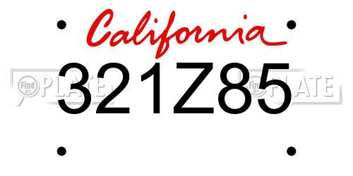 321Z85 California License Plate