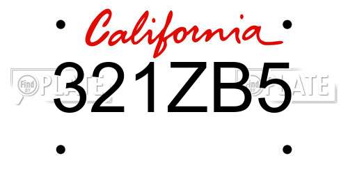 321ZB5 California License Plate