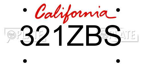 321ZBS California License Plate