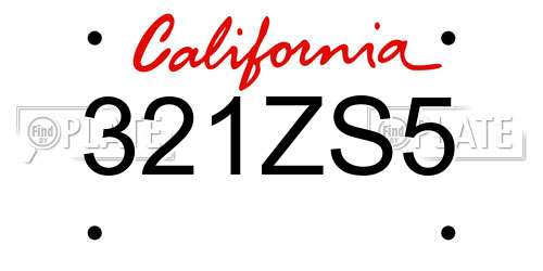 321ZS5 California License Plate