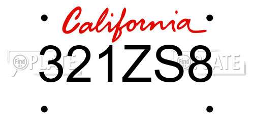 321ZS8 California License Plate