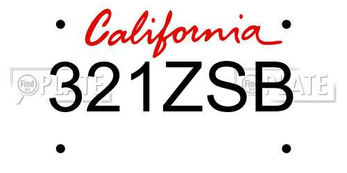 321ZSB California License Plate