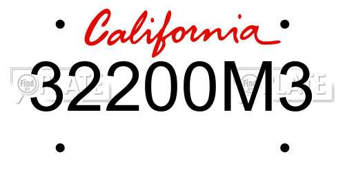 32200M3 California License Plate