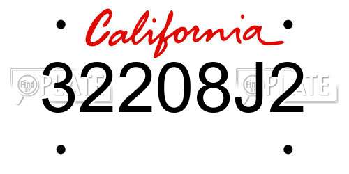 32208J2 California License Plate