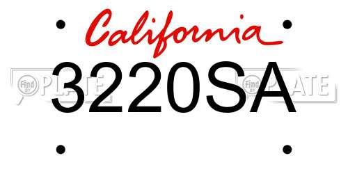 3220SA California License Plate