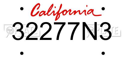 32277N3 California License Plate