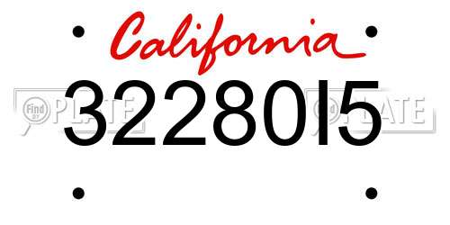 32280I5 California License Plate