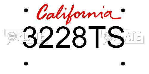 3228TS California License Plate