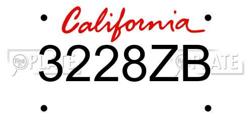 3228ZB California License Plate