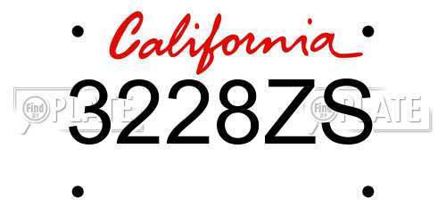 3228ZS California License Plate