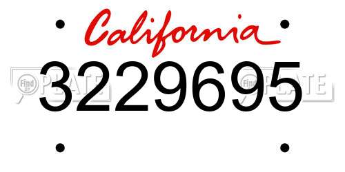 3229695 California License Plate