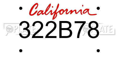 322B78 California License Plate
