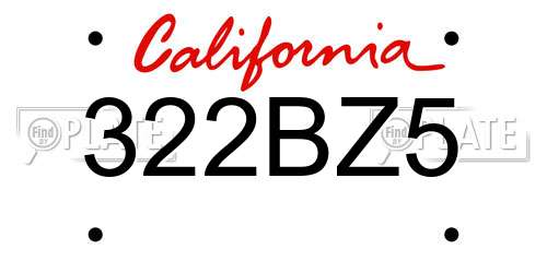 322BZ5 California License Plate