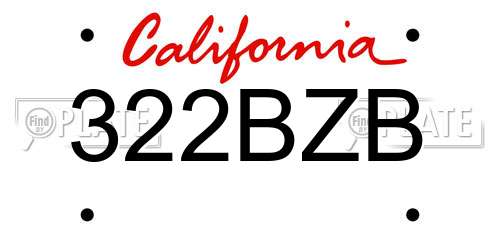 322BZB California License Plate