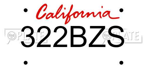 322BZS California License Plate