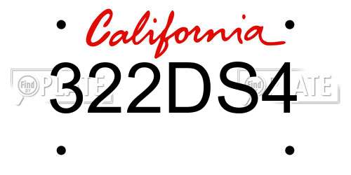 322DS4 California License Plate