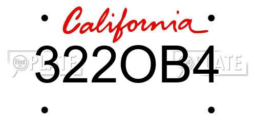 322OB4 California License Plate