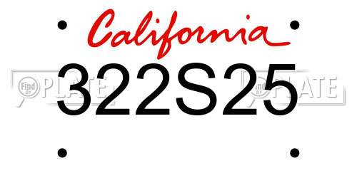 322S25 California License Plate
