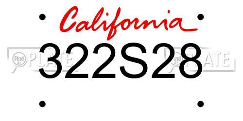 322S28 California License Plate