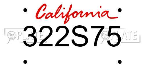 322S75 California License Plate