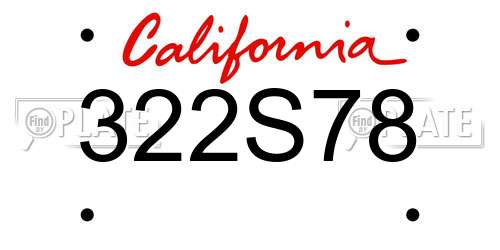 322S78 California License Plate