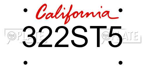 322ST5 California License Plate