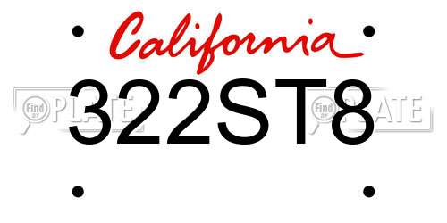 322ST8 California License Plate