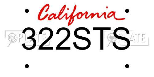 322STS California License Plate