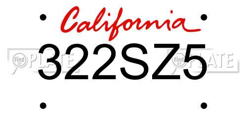 322SZ5 California License Plate
