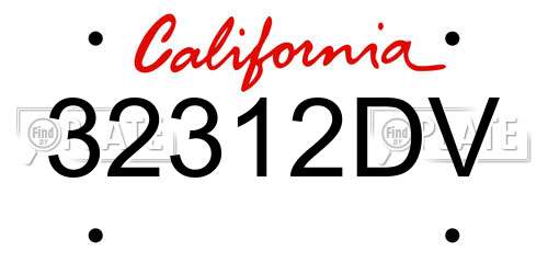 32312DV California License Plate