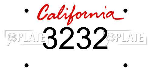 3232 California License Plate