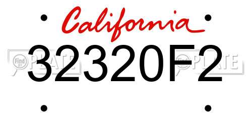 32320F2 California License Plate