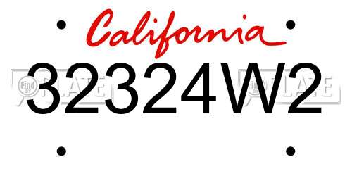 32324W2 California License Plate
