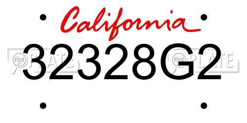 32328G2 California License Plate