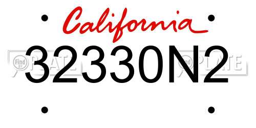 32330N2 California License Plate