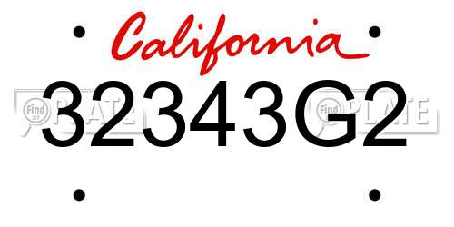 32343G2 California License Plate