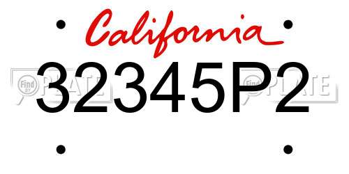 32345P2 California License Plate