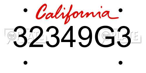 32349G3 California License Plate